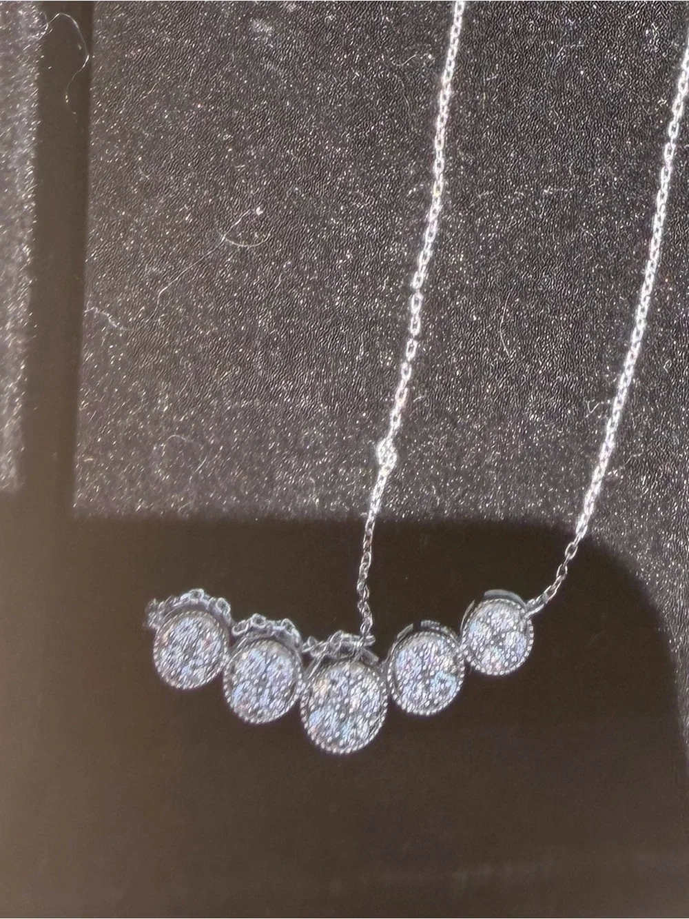 Sparkling Silver Natural Five-Disk Pendant Necklace-Adjustable